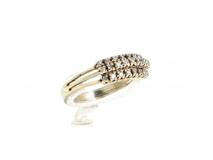 Anel com 25 DIAMANTES em OURO 19,2 kl