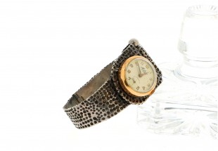Bracelete com Relógio “MELOISE 17 RUBIS” ANTIGO em OURO 19,2 kl e PRATA