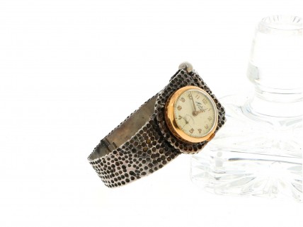 Bracelete com Relógio “MELOISE 17 RUBIS” ANTIGO em OURO 19,2 kl e PRATA