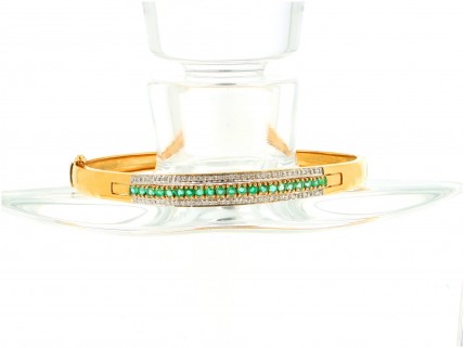 Escrava com 21 ESMERALDAS e 72 DIAMANTES em OURO 18kl