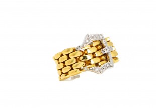 Anel com 16 DIAMANTES em OURO 19,2 kl