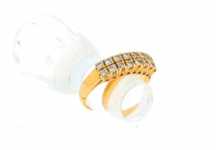 Anel com 16 DIAMANTES em OURO 19,2 kl
