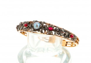 Bracelete ANTIGA com 26 DIAMANTES em OURO 19,2 kl e PRATA