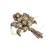 Alfinete Peito ANTIGO com 97 DIAMANTES e 10 SAFIRA, em OURO 19,2 kl e PRATA
