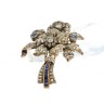 Alfinete Peito ANTIGO com 97 DIAMANTES e 10 SAFIRA, em OURO 19,2 kl e PRATA