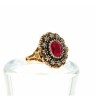 Anel ANTIGO com 12 DIAMANTES e 1 RUBI em OURO 19,2 kl e PRATA