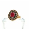 Anel ANTIGO com 12 DIAMANTES e 1 RUBI em OURO 19,2 kl e PRATA