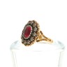 Anel ANTIGO com 12 DIAMANTES e 1 RUBI em OURO 19,2 kl e PRATA
