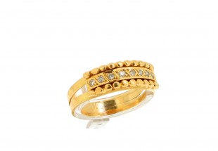 Anel com 8 DIAMANTES em OURO 19,2 kl