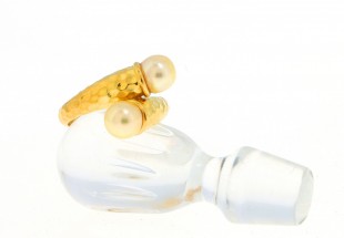 Anel com 2 PÉROLAS  em OURO 19,2 kl