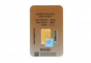 Lingote em OURO Fino 999,9 de 0,1g NZP