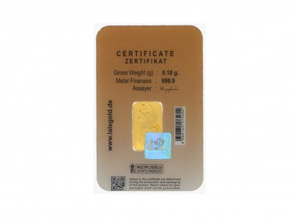  Lingote em OURO Fino 999,9 de 0,1g NZP