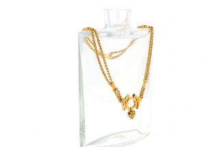 Colar com 4 SAFIRAS e 27 DIAMANTES em OURO 19,2 kl