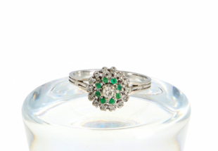 Anel ANTIGO ALTA JOALHARIA com 15 DIAMANTES em OURO 19,2 kl