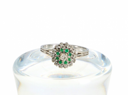 Anel ANTIGO ALTA JOALHARIA com 15 DIAMANTES em OURO 19,2 kl