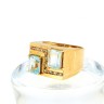 Anel com 1 TOPÁZIO, 1 ÁGUA MARINHA e 10 DIAMANTES em OURO 18 kl
