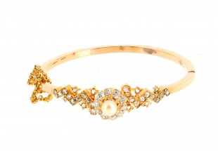 Bracelete ALTA JOALHARIA com 40 DIAMANTES e 1 PÉROLA em OURO 19,2 kl