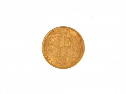 Moeda Libra Rainha VICTORIA 1872 em OURO 22 kl