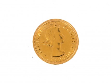 Moeda Libra Rainha ELIZABETH II em OURO 22 kl