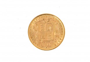 Moeda Libra Rainha VICTORIA 1872 em OURO 22 kl