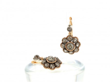 Brincos MUITO ANTIGOS de ALTA JOALHARIA DIAMANTES em OURO 19,2 kl e PRATA