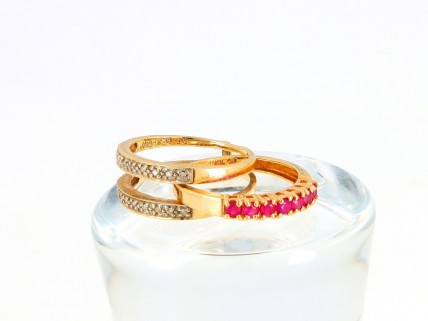 Anel Eternidade com 7 RUBIS e 16 DIAMANTES em OURO 18 kl