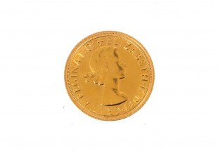 Moeda Libra Rainha ELIZABETH II em OURO 22 kl