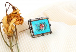 Alfinete ANTIGO de Peito em Ouro 19,2K DIAMANTES e PÉROLAS