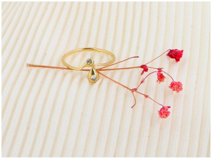 Anel com 2 DIAMANTES em OURO de 18kl