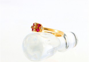 Anel em ouro 19,2K DIAMANTES e RUBIS