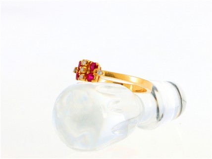 Anel em ouro 19,2K DIAMANTES e RUBIS