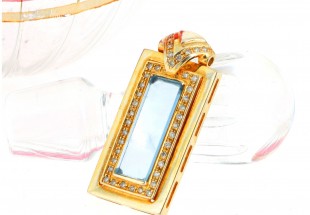 pendente topazio transparente e diamantes