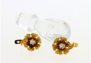 Brincos ANTIGOS em OURO 19,2K - 2 DIAMANTES