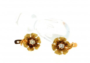 Brincos ANTIGOS em OURO 19,2K - 2 DIAMANTES