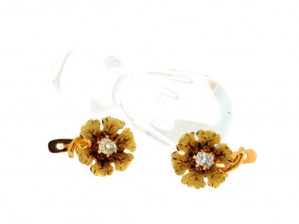 Brincos ANTIGOS em OURO 19,2K - 2 DIAMANTES