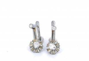 Brincos ANTIGOS em Ouro Branco de 19,2K e 4 DIAMANTES