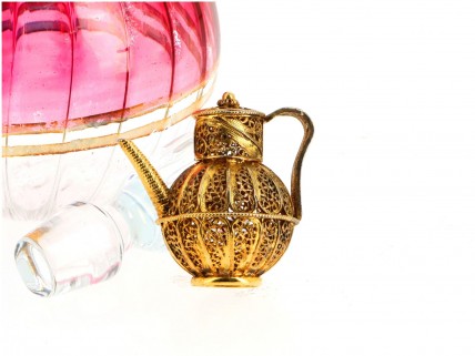 Bule em prata filigrana dourada