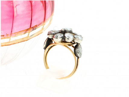 Anel ANTIGO em OURO 19,2k e Prata - TOPÁZIOS