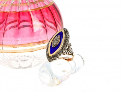 Anel ANTIGO em OURO 19,2k e Prata - DIAMANTES