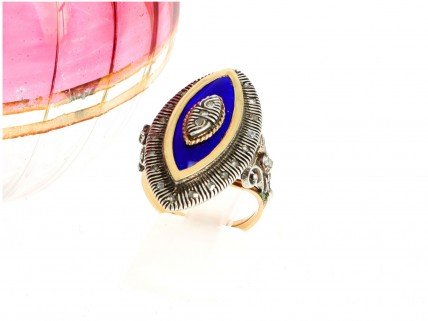 Anel ANTIGO em OURO 19,2k e Prata - DIAMANTES