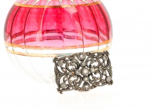 *Alfinete ANTIGO em OURO 19.2Klts e PRATA - 27 Diamantes