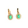 Brincos em OURO 19.2K - 2 Esmeraldas, 22 Diamantes
