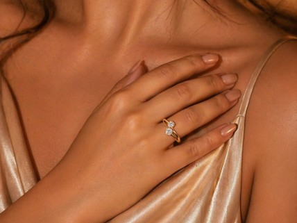 Anel em OURO 19.2K - 2 Diamantes