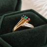 Anel em OURO 19,2K e PRATA - 4 DIAMANTES, ESMERALDA, SAFIRA e RUBI