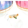 Anel em OURO 19,2K e PRATA - 4 DIAMANTES, ESMERALDA, SAFIRA e RUBI