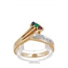 Anel em OURO 19,2K e PRATA - 4 DIAMANTES, ESMERALDA, SAFIRA e RUBI