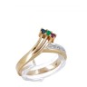Anel em OURO 19,2K e PRATA - 4 DIAMANTES, ESMERALDA, SAFIRA e RUBI