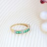 Anel em OURO 14K - 7 ESMERALDAS e 12 DIAMANTES