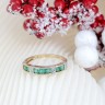 Anel em OURO 14K - 7 ESMERALDAS e 12 DIAMANTES