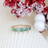 Anel em OURO 14K - 7 ESMERALDAS e 12 DIAMANTES